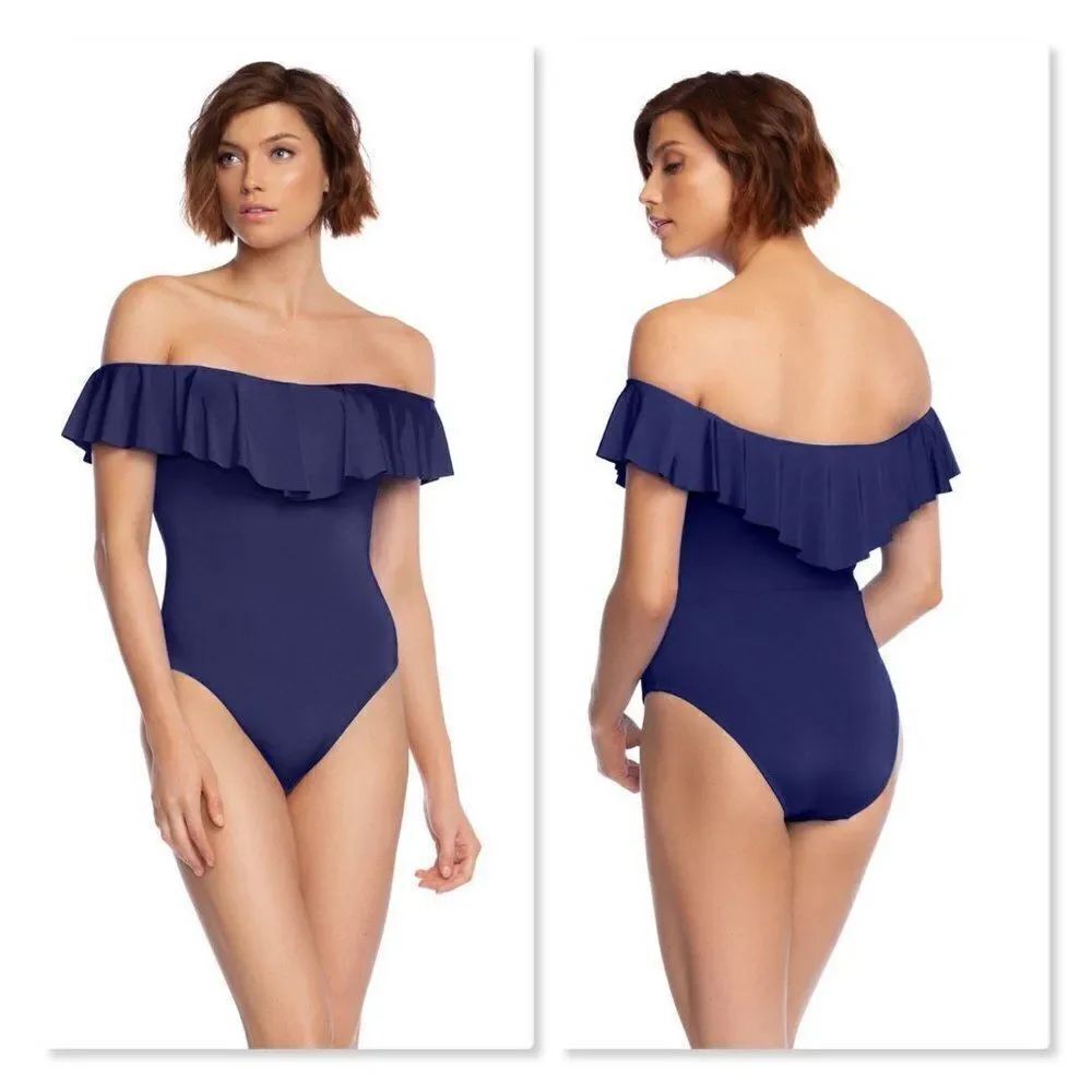 Trina Turk Off Shoulder One Piece Swimsuit Sz 10